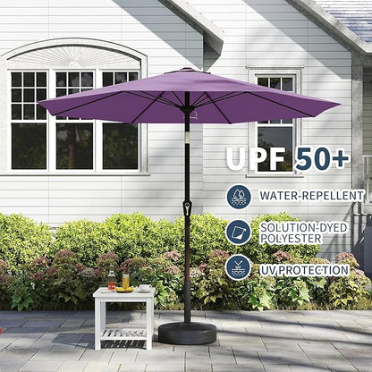 PatioKingdom 11FT Patio Umbrella,Outdoor Umbrella with Push Button Tilt and Crank,Market Table Umbrella with 8 Sturdy Fiberglass Ribs UV Protection(Taro Purple, 11FT)