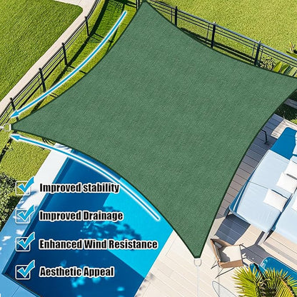 Amagenix Sun Shade Sail 5'X7' Curved Edge Outdoor Shade Canopy Dark Green Breathable 95% UV Block Shade Cloth for Patio Garden Backyard (We Make Custom Size)
