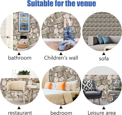 3D Panels Peel and Stick,Simulated Stone Wall,PVC Waterproof Self Adhesive Decorative for Interior Wall Decor,Living Room,TV Background,Study Room 10 Pcs 11.81x11.81 Inches.