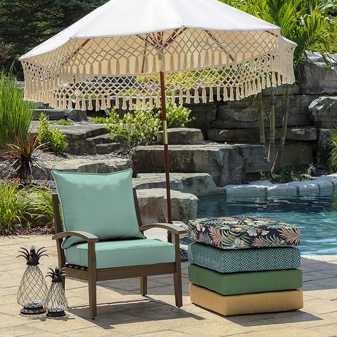Arden Outdoor Deep Seat Cushion Set (4-Pack), 22 in x 24 in, Weather-Proof, Rain-Proof, Fade Resistant Patio Cushion for Chair, Sofa, and Couch Aqua Leala