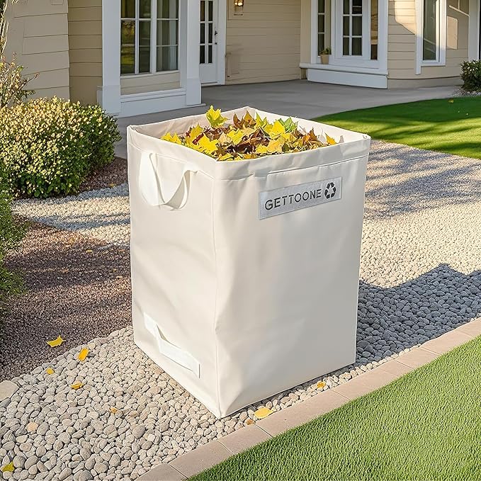 Heavy Duty Lawn and Leaf Bag 38 Gallon, Reusable Square Outdoor Yard Waste Bag with 4 Handles, Tear-Resistant for Lawn Clippings, Storage, Moving