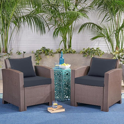 Outdoor Chair Cushions Set of 2, Waterproof Outdoor Cushions for Patio Furniture w/Fade-Resistant, Removable & Machine-Washable Covers, 19x19 Inch, Ideal for Seat in Gardens/Porch, Dark Grey
