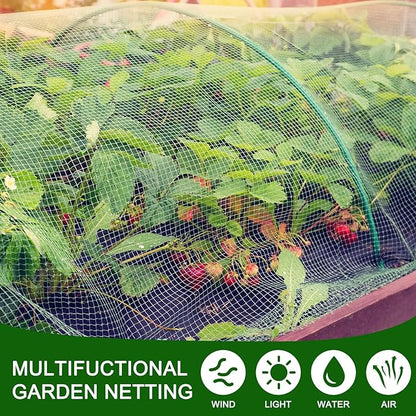 10 x 50ft Garden Netting Kit with 12 Hoops & 36 Clips, Ultra-fine Mesh Grow Tunnel for Raised Bed Vegetable Protection, Durable Pest Barrier for Garden Plants