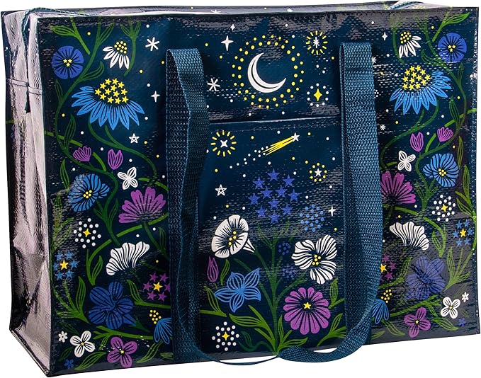 Blue Q Reusable Shoulder Tote Bag – Carry Everywhere Bag with a Hefty Zipper, Durable, Fun Design, 95% Recycled Material