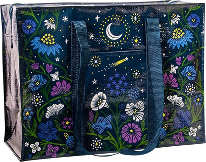 Blue Q Reusable Shoulder Tote Bag – Carry Everywhere Bag with a Hefty Zipper, Durable, Fun Design, 95% Recycled Material