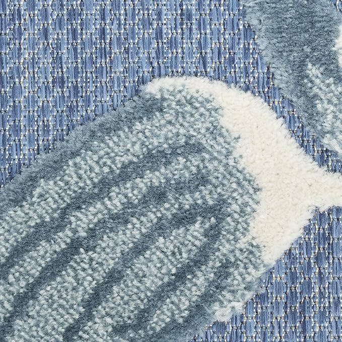 Nourison Aloha Blue 2'8" x 4' Area Rug - Easy Clean, Non Shedding, Bed Room, Living Room, Dining Room, Kitchen (3' x 4')