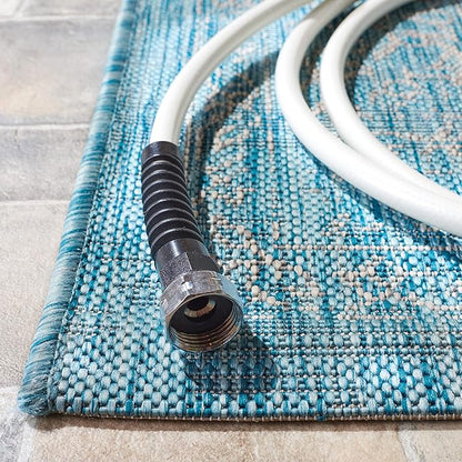 SAFAVIEH Courtyard Collection 2'3" x 14' Aqua/Grey CY8680 Indoor/ Outside Waterproof Easy cleansingPatio Backyard Mudroom Runner Mat