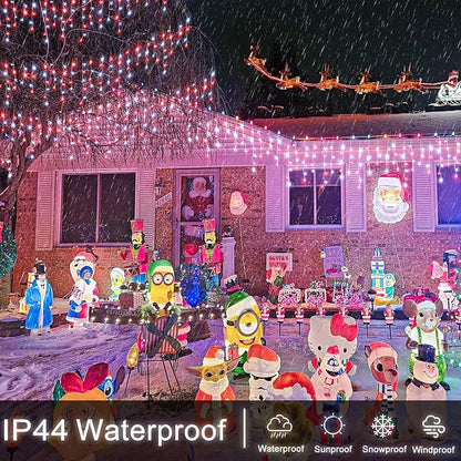 Icicle Christmas Lights Outdoor 33ft 400 LED Icicle Lights for Outside 8 Modes with 75 Drops, Waterproof Hanging Christmas Light Plug in for Indoor Outside Party Holiday Xmas Decorations, Red&White