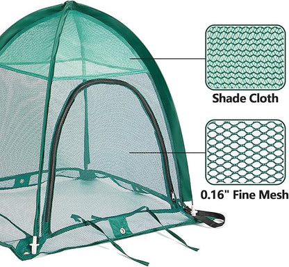 2 Pack Pop up Plant Cover, Garden Netting for Raised Beds, Crop Cage, Blueberry Bush Netting Cover with Metal Spikes Protect Plants Against Birds, Small Animals and Direct Sunlight - 22" x 22" x 22"