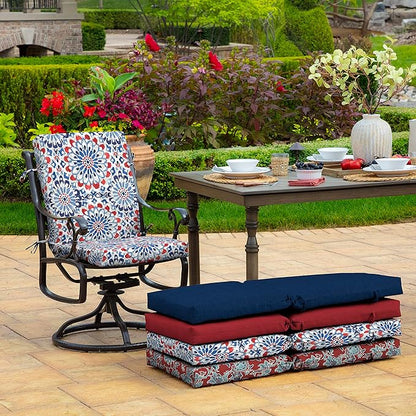 Arden Outdoor Patio Dining Chair Cushion, 20x44, Rain-Proof Seat Pad, Fade-Resistant Outdoor Cushion Clark Blue