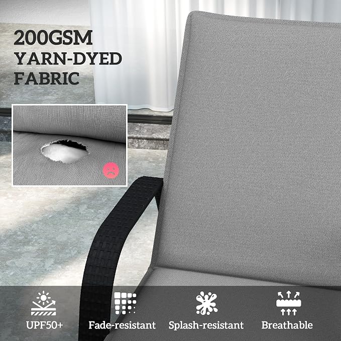 Outsunny Outdoor Lounge Chair Cushion Set of 2, UPF50+ 200gsm Fabric and 25D High-Density Foam, Foldable Patio Chaise Lounge Cushion Set, Fade Resistant for Lawn Pool, 76" x 23", Gray