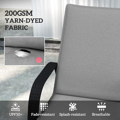 Outsunny Outdoor Lounge Chair Cushion Set of 2, UPF50+ 200gsm Fabric and 25D High-Density Foam, Foldable Patio Chaise Lounge Cushion Set, Fade Resistant for Lawn Pool, 76" x 23", Gray