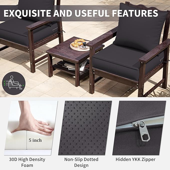 Premium Outdoor Seat Cushion Chair Cushions for Patio Furniture 24 L X 24 W X 5 H Waterproof & Fade Resistant Deep Seat and Backrest Cushion Set with Removable Covers for Chair, Sofa