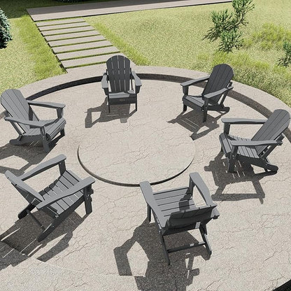 SERWALL Folding Adirondack Chair for Patio Garden Outdoors Fire Pit- (Folding Gray)