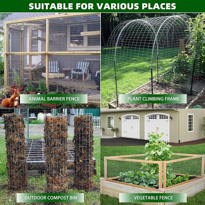 Welded Wire Fence, 50ft(L) x 36inch(H) PVC Coated Wire Fencing for Dog, 2 Inch x 3 Inch 16GA Fencing for Chicken, Anti-Rust Roll Metal Wire Mesh Fence for Yard Vegetable, Green