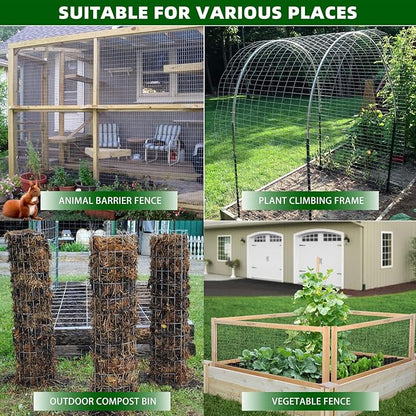Welded Wire Fence, 50ft(L) x 36inch(H) PVC Coated Wire Fencing for Dog, 2 Inch x 3 Inch 16GA Fencing for Chicken, Anti-Rust Roll Metal Wire Mesh Fence for Yard Vegetable, Green
