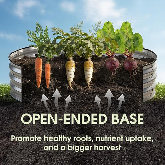 NEWBULIG Heavy-Duty Galvanized Oval Raised Garden Bed for Outdoor, Metal Planter Box with Open Base, Easy Assembly with Safe Edges for Vegetables/Flowers/Herbs