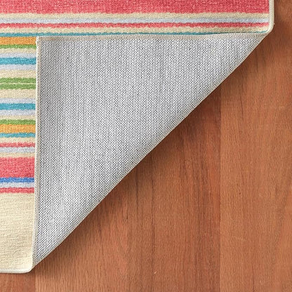 Dash & Albert Cady Stripe Multi Machine Washable Rug, 6 X 9 Feet, Multicolored Stripe Pattern - Premium Luxury Hotel Quality Soft Breathable Hypoallergenic Machine Washable Easy Care All Season
