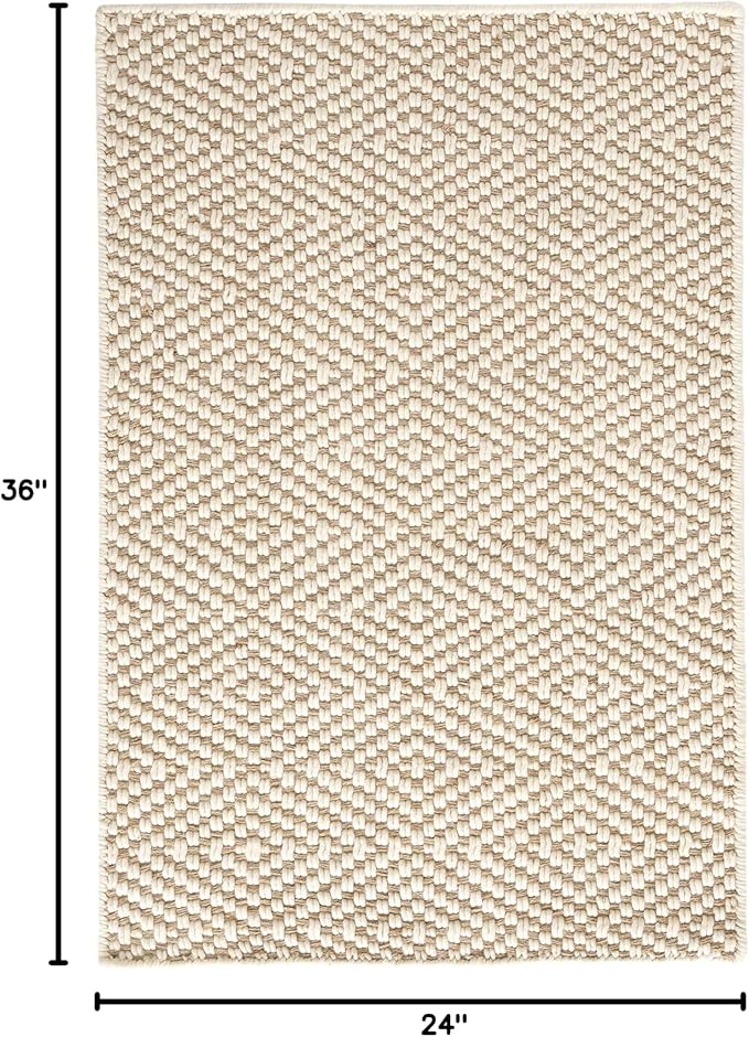 Dash and Albert Cocchi Handwoven Wool Rug, 2 X 3 Feet, Neutral Geometric Pattern - Premium Luxury Hotel Quality Soft Breathable Hypoallergenic Machine Washable Easy Care All Season Comfortable