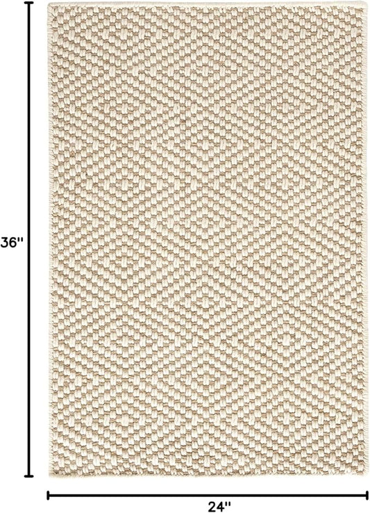 Dash and Albert Cocchi Handwoven Wool Rug, 2 X 3 Feet, Neutral Geometric Pattern - Premium Luxury Hotel Quality Soft Breathable Hypoallergenic Machine Washable Easy Care All Season Comfortable