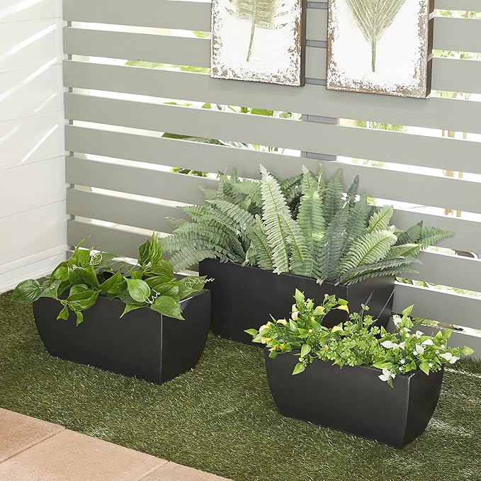 CosmoLiving by Cosmopolitan Metal Indoor Outdoor Planter, Set of 3 20", 18", 16"W, Gray