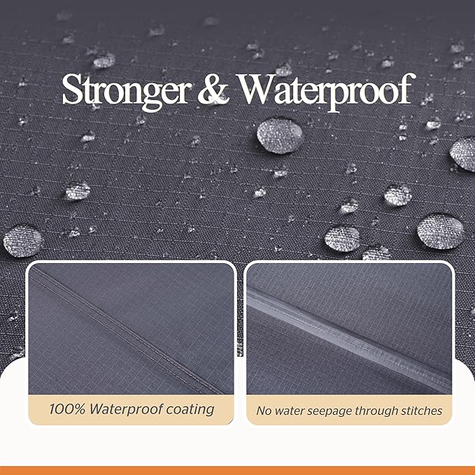 WJ-X3 Heavy-Duty Patio Furniture Cover, Waterproof & Windproof Outdoor Furniture Cover for Rectangle Table and Chairs, Fade-Resistant, 86" x 47" x 31", Gray