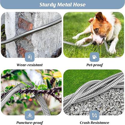 Garden Hose 50FT, Water Hose with 10 Function Nozzle, Garden Hose with Leak-proof Connectors, No-Kink, Lightweight, Puncture-proof,550PSI, Hose for Outdoor, Yard