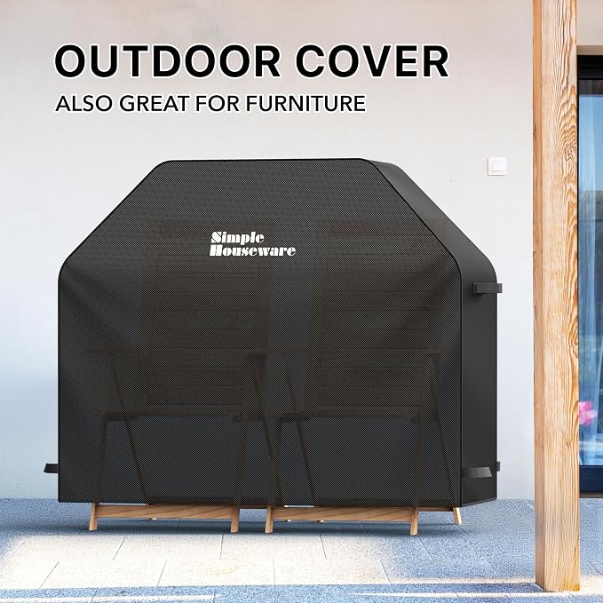 Simple Houseware 58 in. Heavy-Duty BBQ Gas Grill Cover, 600D Polyester Waterproof, Weather-Resistant