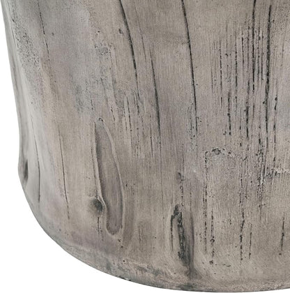 Christopher Knight Home Pawn 17" H MGO Outdoor Side Table with Tree-Stump Design, Patio Decorative Wood-Like Texture End Table, Round Top Lightweight Concrete Garden Stool, No Assembly, Gray