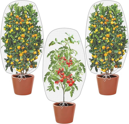 Alpurple 3 PCS Insect Bird Barrier Netting Mesh with Drawstring- 3.2 x 2.6 Feet Fruit Tree Net-Garden Netting Plant Cover for Protect Plant Fruits Flower from Insect Bird Eating