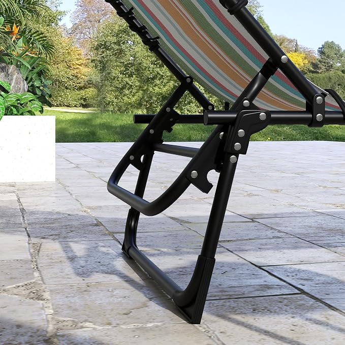Outsunny Folding Chaise Lounge Chair Outdoor Set of 2 Mesh Seat Rainbow | Foldable, Sun Tanning Chair, Chaise Lounger, 4-Position Reclining Back, for Outside Patio Beach Poolside Backyard