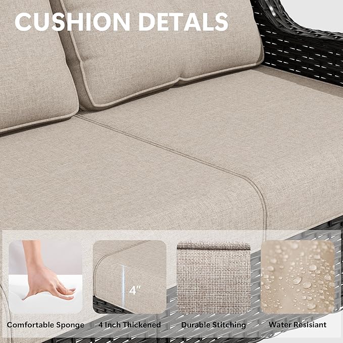 Outdoor Chair Cushions Set for Patio Furniture, 22x25/22x24 Inch, Waterproof & Fade Resistant Patio Chair Cushions, Thick Patio Furniture Cushion for Chair, Sofa, and Couch (Beige, 2 Set)