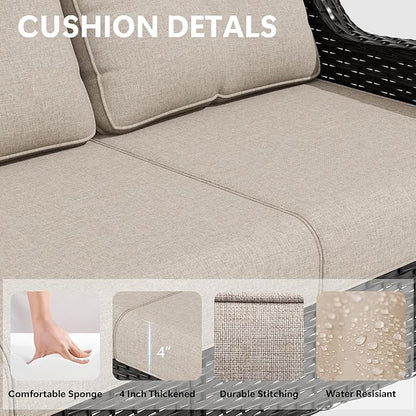 Outdoor Chair Cushions Set for Patio Furniture, 22x25/22x24 Inch, Waterproof & Fade Resistant Patio Chair Cushions, Thick Patio Furniture Cushion for Chair, Sofa, and Couch (Beige, 6 Set)