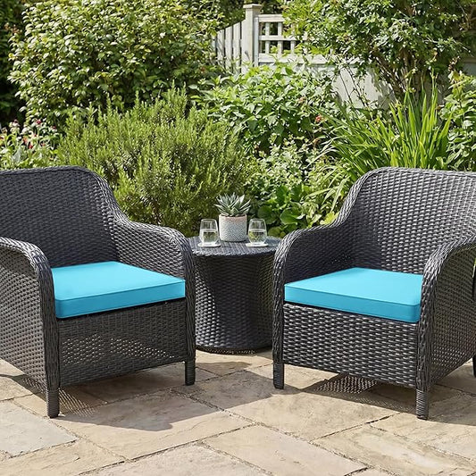 Outdoor Chair Cushions Set of 2: Waterproof & Fade Resistant Seat Cushion for Patio Furniture - 18.5 x 16 x 2 Inch Chair Pads with Ties and Hidden Zipper - Patio Chair Cushion Replacement, Teal