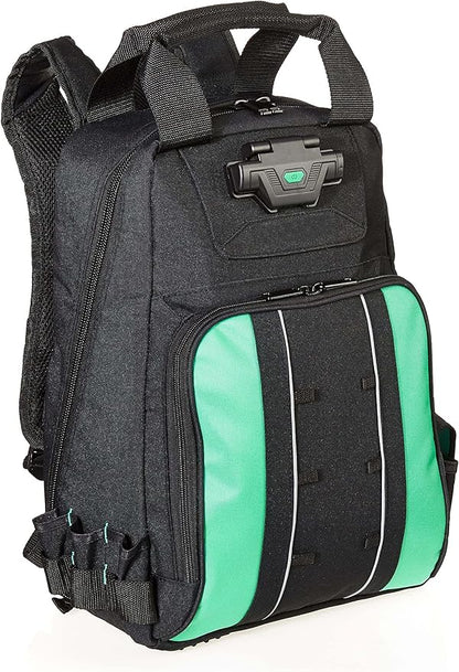 Amazon Basics Tool Backpack with LED Light, 55 Pockets, Padded Shoulder Straps, Tool Storage Bag, Black