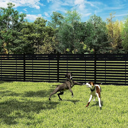 Outdoor Privacy Fence WPC, AC Unit Air Conditioner Screen 5 FT(H) x 6 FT(W) Trash Can with Aluminum Alloy Post, Decorative Fencing, Black with 1 Post