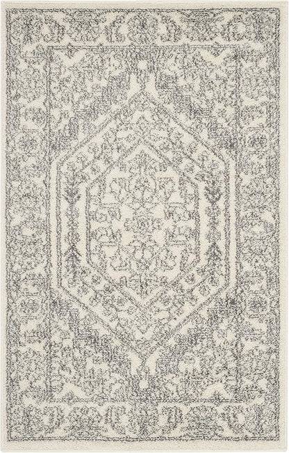 SAFAVIEH Adirondack Collection Accent Rug - 2'6" x 4', Ivory & Silver, Oriental Medallion Design, Non-Shedding & Easy Care, Ideal for High Traffic Areas in Entryway, Living Room, Bedroom (ADR108B)
