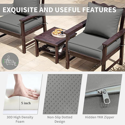 Premium Outdoor Seat Cushion Chair Cushions for Patio Furniture 24 L X 24 W X 5 H Waterproof & Fade Resistant Deep Seat and Backrest Cushion Set with Removable Covers for Chair, Sofa