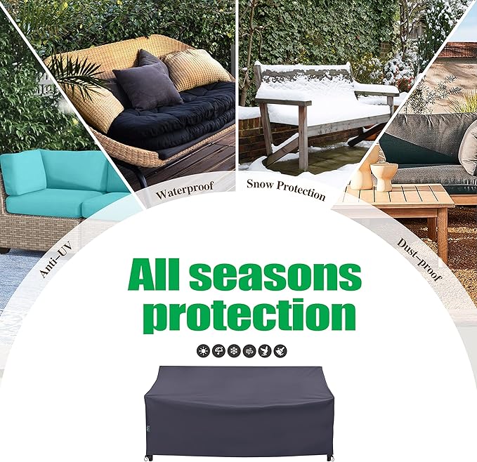F&J Outdoors Waterproof UV Resistant Heavy Duty 2 Seater Patio Loveseat Cover, Grey, 58" W x 35" D x 35" H