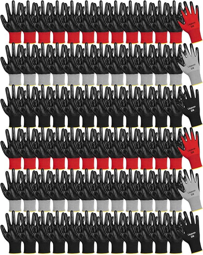Maxcheck 54 Pairs PU Coated Gloves Bulk, Reusable Rubber Safety Gloves for Men Women Work Warehouse, Mechanic, Woodworking