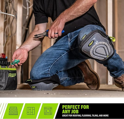 AWP Gel Stabilizer Non-Skid Knee Pads with Dual Layer Padding and Shock Stabilizer Caps for Flooring, Roofing, Decking for All-Day Support & Stability, Men and Women, One Size | L-22380-4