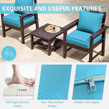 Premium Outdoor Seat Cushion Chair Cushions for Patio Furniture 19 L X 19 W X 4 H Waterproof & Fade Resistant Deep Seat and Backrest Cushion Set with Removable Covers for Chair, Sofa