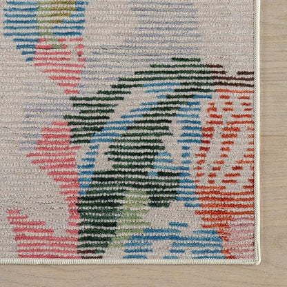 Dash & Albert Bloom Multi Machine Washable Rug, 4 X 6 Feet, Blue/Ivory Floral Pattern