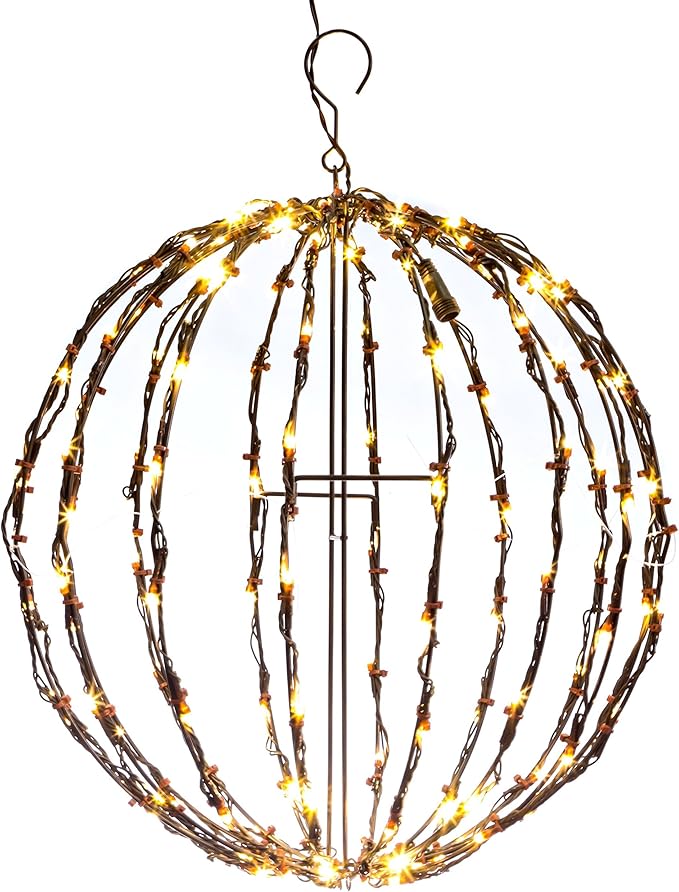 Elf Logic 16” Outdoor/Indoor LED Christmas Light Ball with Automatic Timer. Durable, Waterproof, Long-Lasting, Lightweight Bright Light Ball. Warm LED Lights for Holiday Decor, Patio, Wedding Decor