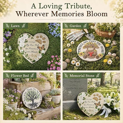 GIGALUMI Garden 10" Stepping Stones Outdoor, High Land Cow Grandma Garden Stones, Hand Print Garden Decorations Walkway, Round Highland Cow Decorative Stepping Stone, Gifts for Grandma, Mom, Sister