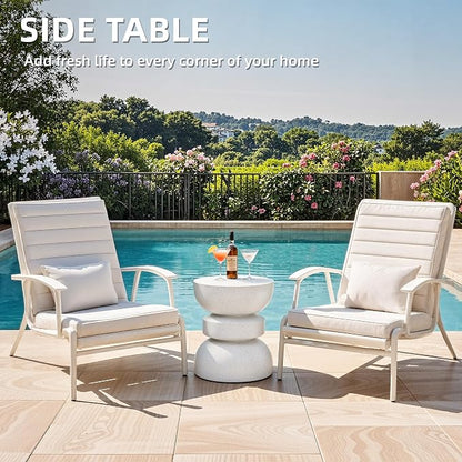 18" Outdoor Side Table, Modern Hourglass Garden Stool in Painted Faux Terrazzo-Look, Patio Coffee Accent Table Decorative, Durable Weatherproof MGO & Easy Assembly Round Table for Room Porch