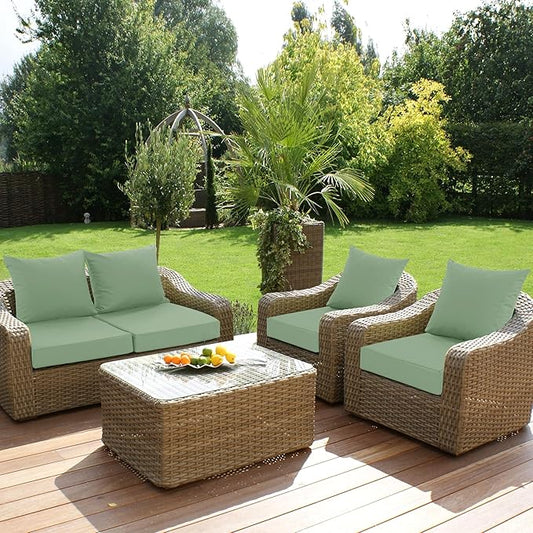 Outdoor Chair Cushions Set of 4, Waterproof Back Pillow and Seat Cushion Set for Patio Furniture, Outdoor Sofa Replacement Cushions with Removable Cover, 24 x 24 Inch, Sage Green