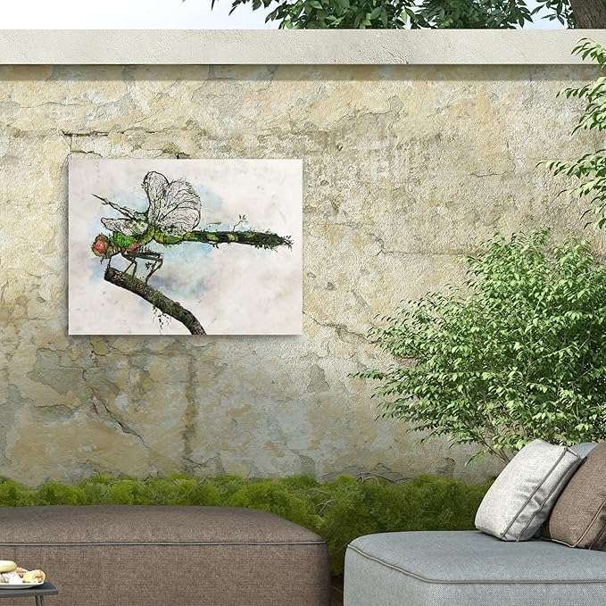 Outdoor Canvas Art - Barrett Biggers 'Dragonfly' Wall Art for Outdoor Spaces, Patios, or Gardens by Trademark Fine Art