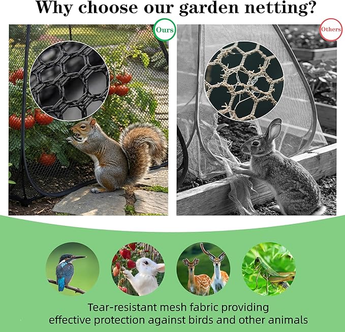 2PCS Pop-Up Garden Netting Protector with 2 Storage Bags & 16 U-Shaped Nails, 28"x28"x32" Plant Shade Tent， Mesh Plant Cover from Animals for Vegetables Fruits Flowers