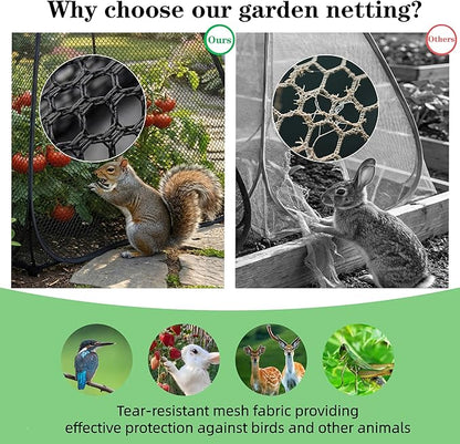 2PCS Pop-Up Garden Netting Protector with 2 Storage Bags & 16 U-Shaped Nails, 28"x28"x32" Plant Shade Tent， Mesh Plant Cover from Animals for Vegetables Fruits Flowers